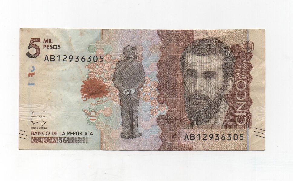 COLOMBIA DEL AÑO 2015 DE 5000 PESOS 